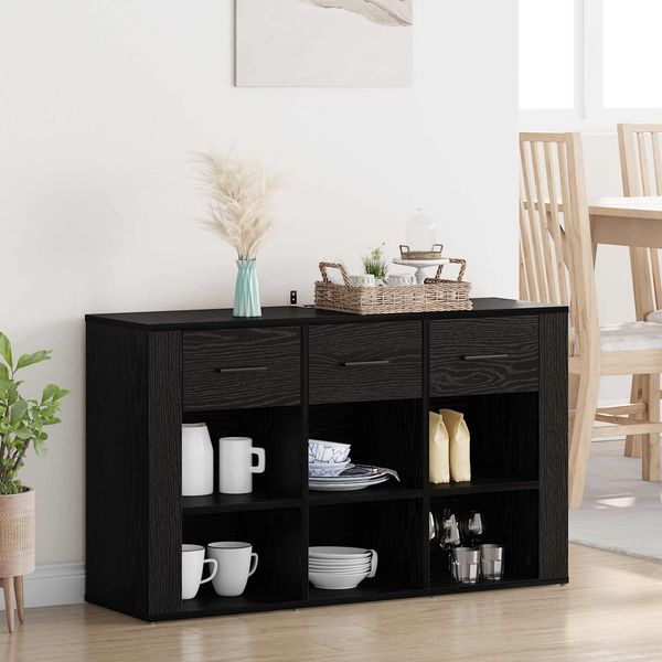 vidaXL Sideboard Schwarz Eichen-Optik 100 x 30 x 59,5 cm Holzwerkstoff 881149
