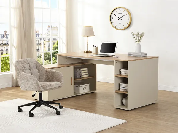 Vente-unique - LASSANDRA Office chair Stoff Beige - B 61 cm x H 85 cm77 cm x L 60 cm