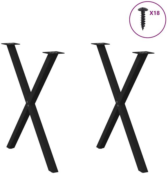 vidaXL Esstischbeine X-Form 2 Stk. Schwarz 70x(72-73) cm Stahl 4012916 Bild 3