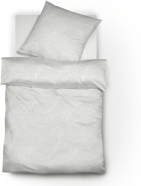 Fleuresse Jacquard Leinen-Bettwäsche Provence Prestige, silber 240x220 + 2 x 80x80 cm