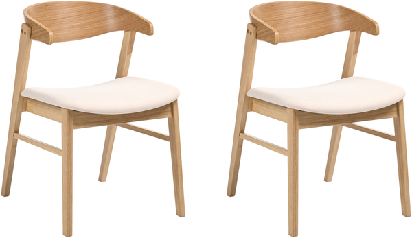 Esszimmerstuhl 2er Set LILLY Stoff Hellbraun Cremeweiß