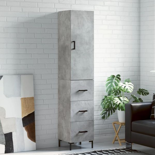 vidaXL Highboard Betongrau 34,5x34x180 cm Holzwerkstoff 3198853