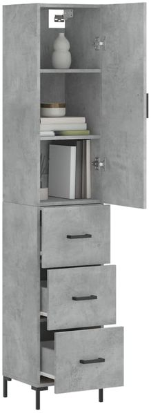 vidaXL Highboard Betongrau 34,5x34x180 cm Holzwerkstoff 3198853 Bild 3