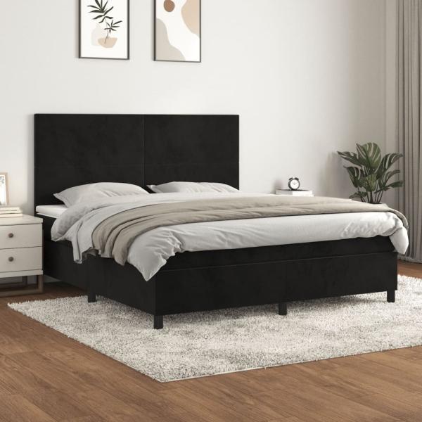 vidaXL Boxspringbett mit Matratze Schwarz 160x200 cm Samt 3142913