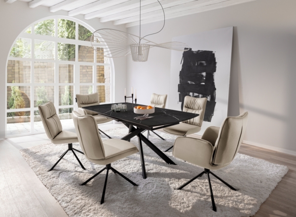 VANINO Auszugstisch - Schwarz-marmoriert / Edelstahl-gebürstet Bild 6