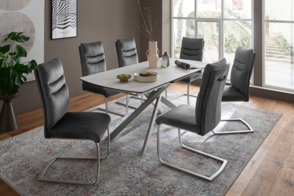 VANINO Auszugstisch - Schwarz-marmoriert / Edelstahl-gebürstet Bild 4