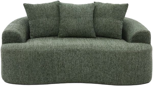 LVHOM 2-Sitzer Sofa mit 3 Kissen, Cloud Sofa mit komprimiertem Design, kein Aufbau erforderlich, Doppelsofa aus Chenille, Grün