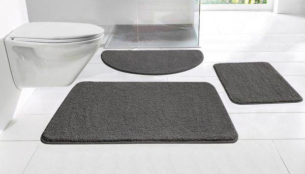 OTTO home Badematte Regona, Badteppich, Badvorleger, Badezimmer Teppich, Höhe 15 mm, rutschhemmend beschichtet, schnell trocknend, strapazierfähig, fußbodenheizungsgeeignet, Polyester, rechteckig, Uni Farben, besonders weich, als rechteckig und halbrun...