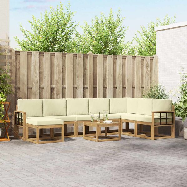 vidaXL Outdoor-Sofagarnitur mit Kissen 9 pcs Weiß und Creme 3388094
