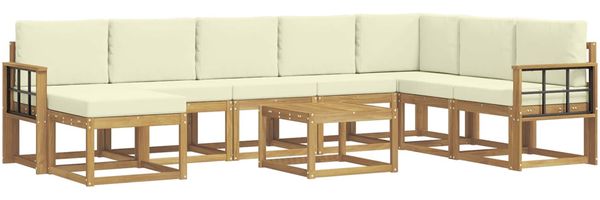 vidaXL Outdoor-Sofagarnitur mit Kissen 9 pcs Weiß und Creme 3388094 Bild 2
