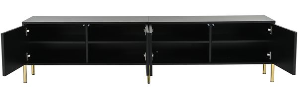 TV-Schrank B 190 x T 38 x H 48 cm aus MDF/Spanplatte, schwarz mit goldfarbenen Füßen Bild 10