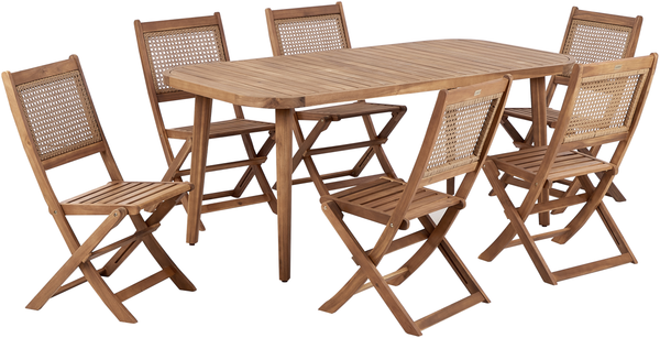 Essgruppe für 6 Personen PARAGGI Zertifiziertes Akazienholz 180x90x77 cm Natürlich