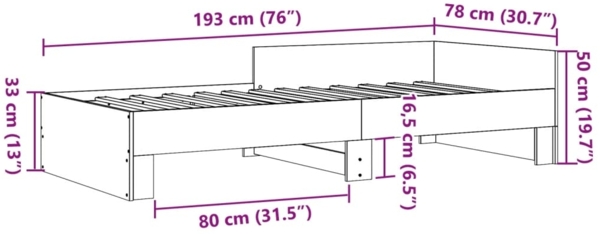 vidaXL Bettgestell ohne Matratze Sonoma-Eiche 75x190 cm Holzwerkstoff 849595 Bild 8