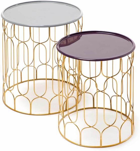 Beistelltisch-Set Timba 210 Grau / Pflaume