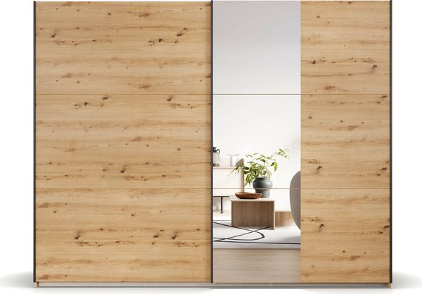 rauch Kleiderschrank; Schwebetürenschrank KRONACH, 2-türig, 1 Spiegeltüre, Eiche Artisan, 261x210x59xcm Bild 2