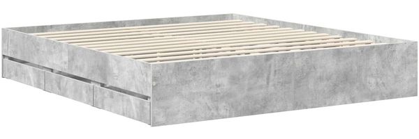 vidaXL Bettrahmen mit Kopfteil Betongrau 180 x 200 cm Ingenieurs Holz 3413390 Bild 6