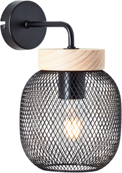Brilliant Wandleuchte Giada H 26,5 cm, E27, Metall/Holz, schwarz/braun