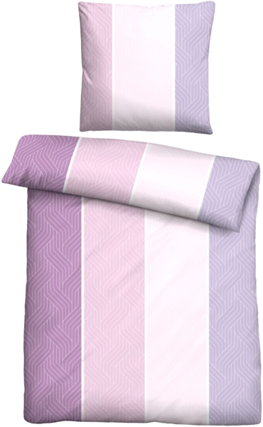 Traumhaft schlafen - Castell - Markenbettwäsche Mikrofaser Seersucker Bettwäsche 0260992 LÄNGSBALKEN, flieder, 1x 155x220 cm + 1x 80x80 cm