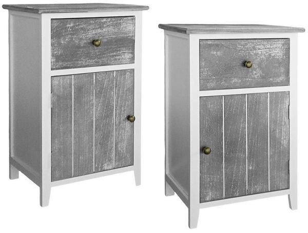 HTI-Living Nachtschrank Nachtschrank Mia Landhaus 2er-Set (Set, 2-St, 2 Nachtschränke) je 1 Schublade Shabby Chic