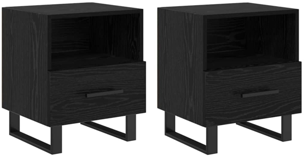 vidaXL Nachttisch 2 pcs Schwarz Eichen-Optik 40 x 35 x 47,5 cm 882091