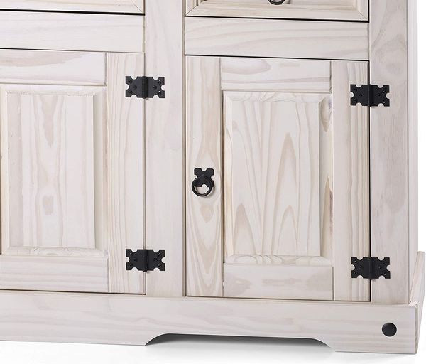 Sideboard Kommode 91,5 x 83,5 x 43 cm Pinienholz weiß grau lasiert MEXICO 68985820 Bild 7