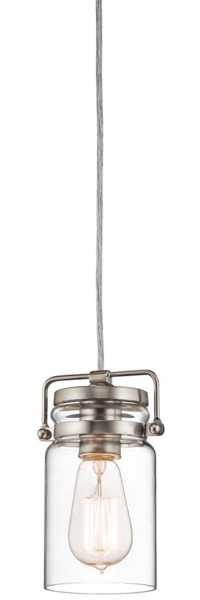 Elstead Lighting Brinley 1-Light Pendelleuchte Mini 1-flammig E27 Nickel gebürstet