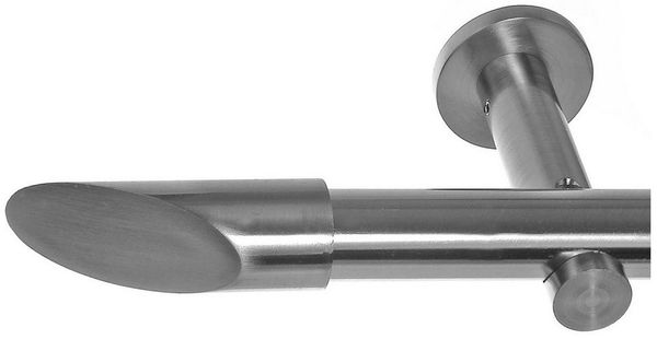 BASIT Gardinenstange Edelstahloptik 20mm mit Wandträgern 120 cm E32, Ø 20 mm, 1-läufig, verschraubt, Metall, H31 120 cm E32 Schräge