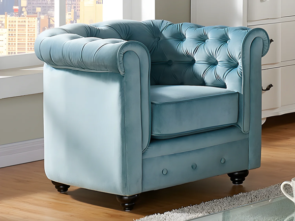Sessel CHESTERFIELD - Samt - Hellblau