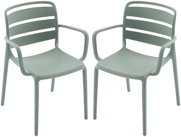 Vente-unique - MOAH Garden dining set Plastik Grün - B 56,5 cm x H 81 cm x L 60 cm
