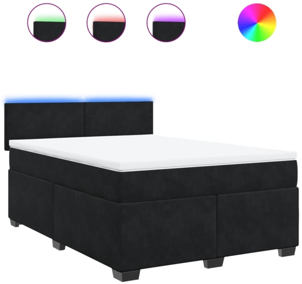 vidaXL Boxspringbett mit Matratze Schwarz 160x200 cm Samt 3288650