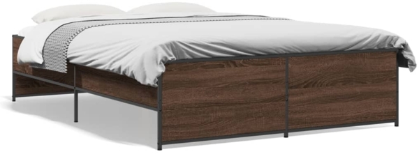 vidaXL Bettgestell Braun Eichen-Optik 140x190 cm Holzwerkstoff Metall 3279901