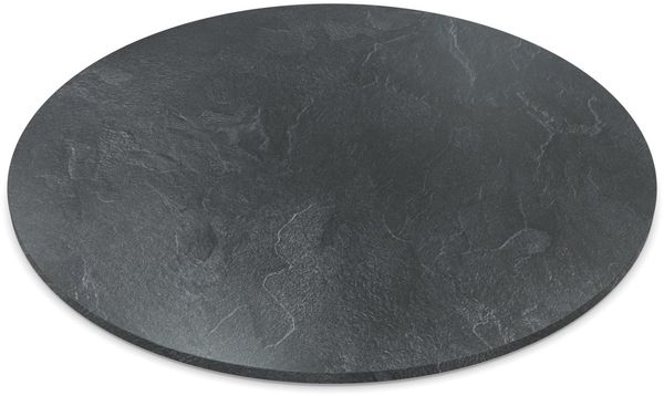 Dekor Spanplatte 19mm Tischplatte rund melaminharzbeschichtet Schiefer D2813 mit ABS Kante Umleimer - Größe 90 x 90 cm - Höhe 1,9 cm - Farbe Schiefer