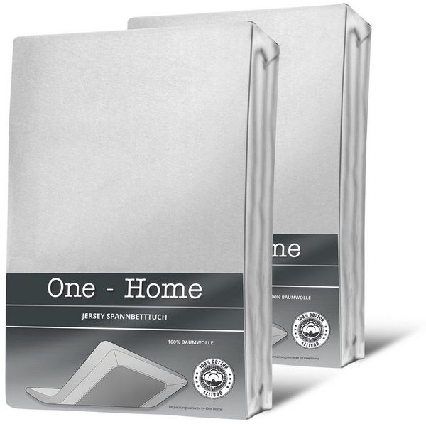 One Home Spannbettlaken Jersey, Jersey, Gummizug: rundum, (2 Stück), Double Pack mit Rundumgummizug, weich