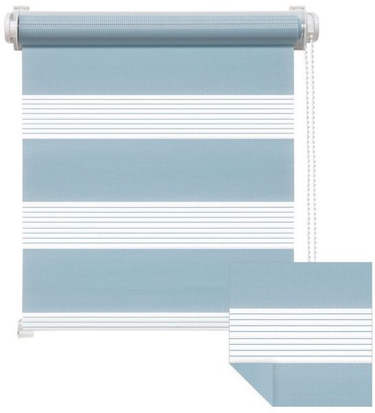 Doppelrollo Zevra Doppelrollo / Duo Rollo, 35 x 160 cm, hellblau, Victoria M, halbtransparent, ohne Bohren, freihängend, verschraubt, Feuchtraumgeeignet, Sichtschutz oder Durchsicht