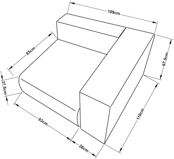 Sofa-Modul Suldal Eckelement rechts Cord Hellblau [en. casa] Bild 2