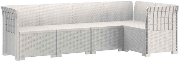 vidaXL 5-Sitzer Gartensofa Rattan-Look PP Weiß 3444032