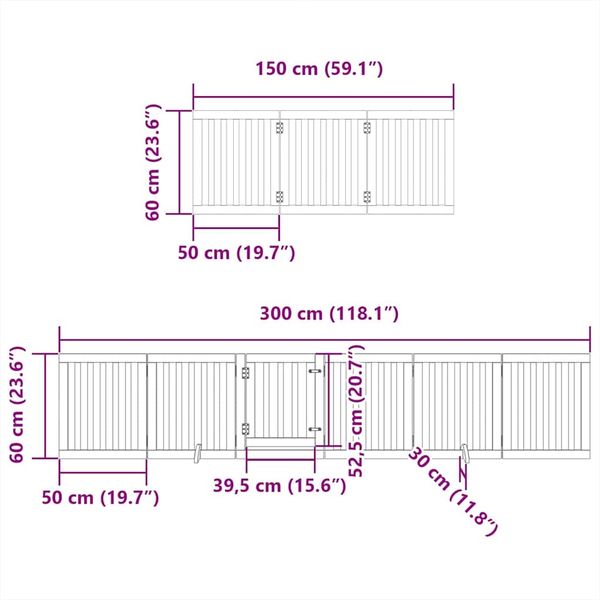 vidaXL 15-tlg. Hundetor mit Tür Faltbar Braun 750 cm Pappelholz 3155661 Bild 11