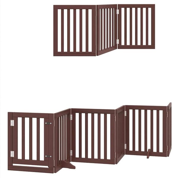 vidaXL 15-tlg. Hundetor mit Tür Faltbar Braun 750 cm Pappelholz 3155661 Bild 12