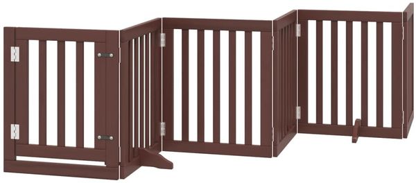 vidaXL 15-tlg. Hundetor mit Tür Faltbar Braun 750 cm Pappelholz 3155661 Bild 3