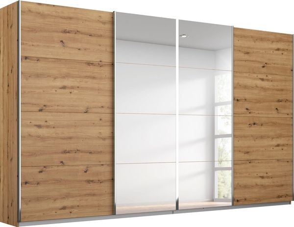 rauch Schwebetürenschrank Kleiderschrank Schrank Garderobe Wäscheschrank Ankleide SYNCRONO (Mitteltüren öffnen parallel, Breiten 271/316/361 cm Höhen 211/230 cm) Mitteltüren mit praktischer Synchron-Öffnung MADE IN GERMANY