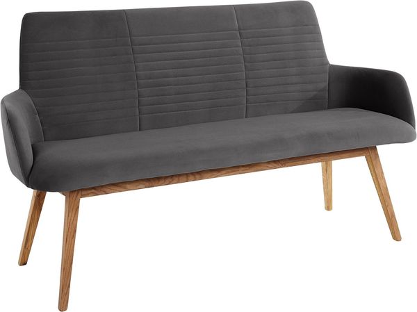 OTTO products Sitzbank Alessja (1-St), Breite 160 cm, Bezug aus Microfaser, Gestell aus Eiche Massivholz