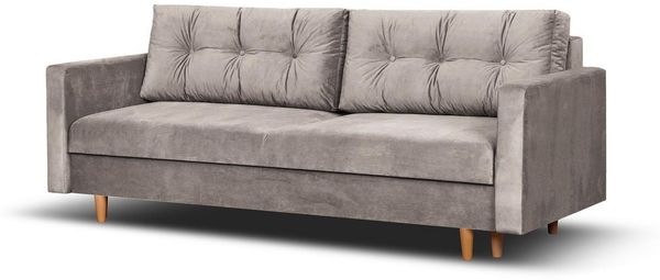Beautysofa Schlafsofa Sigurd, mit Schlaffunktion und Bettkasten, Polstersofa aus Velours, Sofa im skandinavischen Stil