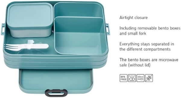 Mepal 2-tlg Bento-Lunchboxen Set Klein/Groß Take A – Brotdose mit Fächern, geeignet für bis zu 4 BZW. 8 Butterbrote, TPE/pp/abs, 0 mm Vivid Blue Bild 1