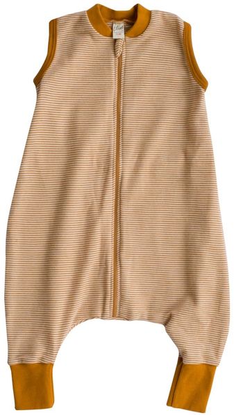 Lilano, Schlafsack mit Bein, geringelt, Merinowolle (kbT), Seide, 210 g/m² (Curry/Natur, 98-104)