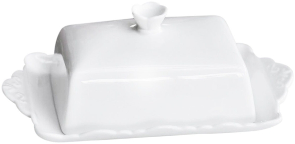Butterdose Butterglocke Butterschale Porzellan Weiß Chic Antique 63094-01