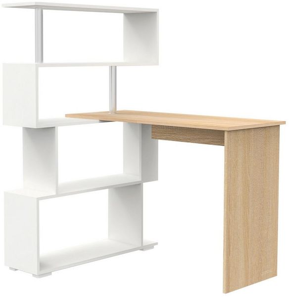 Mondeer Eckschreibtisch Schreibtisch, drehbarer Computertisch, mit Regal