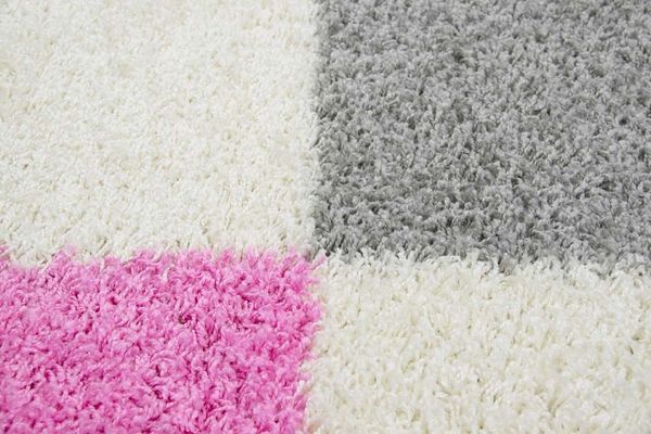 TeppichHome24 Teppich Shaggy Teppich in Karo Pink Grau Cream, rechteckig