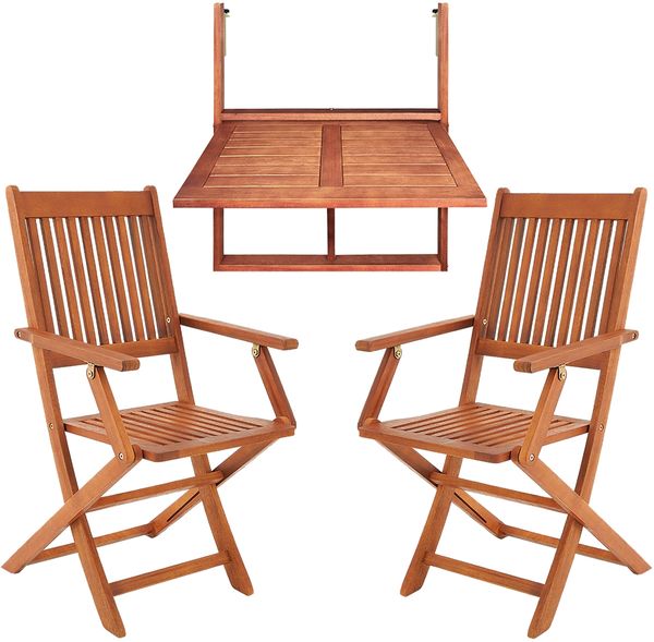 CASARIA® Balkonset 3-tlg Holz Wetterfest
