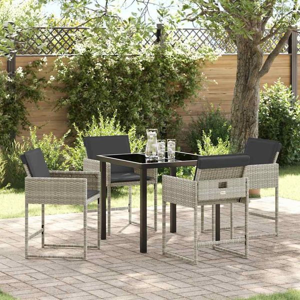 vidaXL Garten Essgruppe 5 pcs Hellgrau Poly-Rattan 3380733