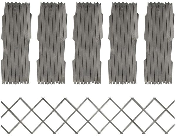 vidaXL Rankzäune 5 Stk. Grau Massivholz Tanne 180x30 cm 316423